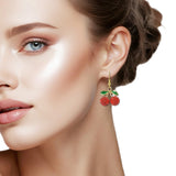 108669, PAVE RHINESTONE CHERRY DANGLE EARRING