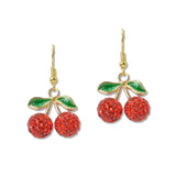 108669, PAVE RHINESTONE CHERRY DANGLE EARRING