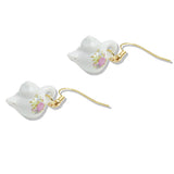 107697, FLORAL CERAMIC PORCELAIN TEAPOT DANGLE EARRING
