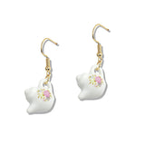 107697, FLORAL CERAMIC PORCELAIN TEAPOT DANGLE EARRING