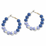 107695, FLORAL CERAMIC PORCELAIN BEADED ROUND HOOP EARRING