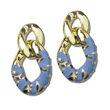 GME170-2 GME170-2 · Leopard Print Denim Wrapped Chain Link Drop Earrings – 2