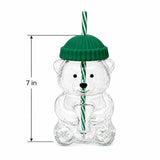 Bear Shaped Glass Drink CUP with Reusable Straw - view 2
