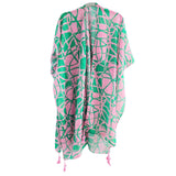 107915, GEOMETRIC PATTERN PRINT KIMONO COVER UP