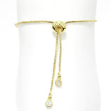 91243, CLOVER STAINLESS STEEL WITH CUBIC ZIRCONIA ADJUSTABLE BRACELET