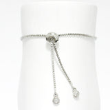 91243, CLOVER STAINLESS STEEL WITH CUBIC ZIRCONIA ADJUSTABLE BRACELET