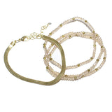86066, DAINTY BEAD W/ SNAKE CHAIN BRACELET SET