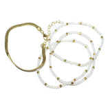 86066, DAINTY BEAD W/ SNAKE CHAIN BRACELET SET
