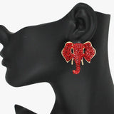 89564, ELEPHANT PAVE RHINESTONE POST EARRING