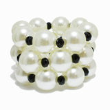91587, 3PCS CHUNKY PEARL STATEMENT STRETCH BRACELET