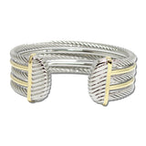 14K Gold Plated Twisted Cable Open Cuff Bracelet – Two Tone · JH320-2T_IM IMG_6204