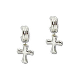 Stainless Steel Puffed Cross Hoop Drop Earrings – Silver · SSE361R_IVY IMG_6227