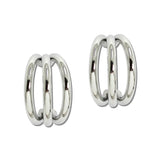 Stainless Steel Double Row Split Hoop Earrings – Silver · SSE314R_IVY IMG_6255
