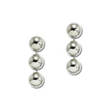 Stainless Steel Triple Sphere Ball Drop Earrings – Silver · SSE362R_IVY IMG_6260