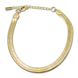 Flat Herringbone Stainless Steel Chain Bracelet – Gold · SSB0004G_IVY IMG_6301