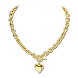 Puffed Heart Charm Chunky Cable Stainless Steel Chain Necklace – Gold · SSN439G_IVY IMG_6316