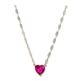 Faceted Heart Rhinestone Pendant Necklace – Gold/Fuchsia · MN1493-FCH_CRT IMG_6364