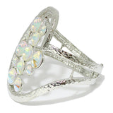 92212, ROUND RHINESTONE WITH CHUNKY HAMMERED METAL BANGLE BRACELET