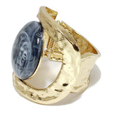 92219, ROUND CELLULOID ACETATE ACCENT CHUNKY BANGLE BRACELET