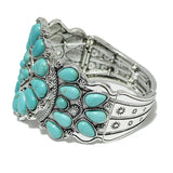 92391, WESTERN TURQUOISE STONE STRETCH BRACELET