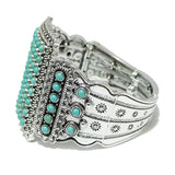 92392, WESTERN RECTANGLE TURQUOISE STONE STRETCH BRACELET