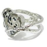 93621, LEOPARD PRINT ACRYLIC HEART BANGLE BRACELET, VALENTINE'S DAY