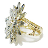 93620, CHUNKY FLOWER RHINESTONE BANGLE BRACELET