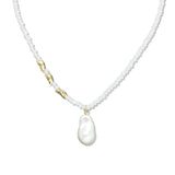 107900, FRESHWATER PEARL CHARM GLASS BEADED NECKLACE