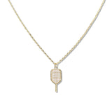107898, PEARL PICKLEBALL PADDLE PENDANT NECKLACE