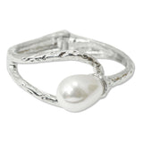 108706, PEARL ACCENT HAMMERED METAL BANGLE BRACELET