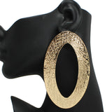 107951, OVERSIZED TEXTURED OVAL METAL EARRING
