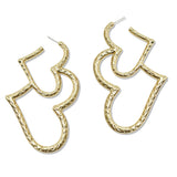 108450, OVERSIZED HAMMERED CUTOUT HEART METAL EARRING