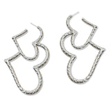 108450, OVERSIZED HAMMERED CUTOUT HEART METAL EARRING