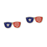 108334, AMERICAN FLAG SUNGLASSES ENAMEL STUD EARRING