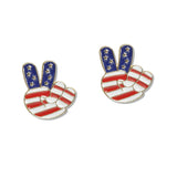 108335, AMERICAN FLAG PEACH SIGN ENAMEL STUD EARRING