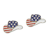 108336, AMERICAN FLAG COWBOY HAT ENAMEL STUD EARRING
