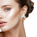 108340, PUMPKIN SPICE LATTE ENAMEL STUD EARRING