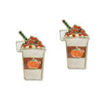 108339, PUMPKIN SPICE LATTE ENAMEL STUD EARRING