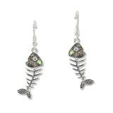 108402, FISH BONE ABALONE ACCENT DANGLE EARRING