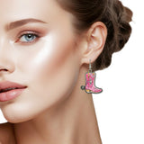 108610, WESTERN PINK BOOTS DANGLE EARRING