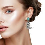 108609, WESTERN CHECKERED BOOTS DANGLE EARRING