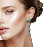 108606, WESTERN TURQUOISE STONE ACCENT CONCHO DROP DANGLE EARRING