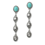 108606, WESTERN TURQUOISE STONE ACCENT CONCHO DROP DANGLE EARRING