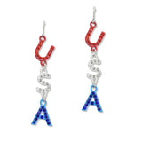 108400, USA LETTER PAVE RHINESTONE DANGLE EARRING