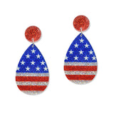 108333, AMERICAN FLAG TEARDROP GLITTER ACRYLIC DANGLE EARRING