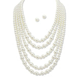 108714, MULTI LAYERED GLASS PEARL BEADED NECKLACE