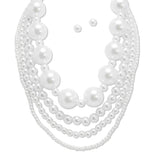 108717, BOLD PEARL ACCENT MULTI LAYERED NECKLACE