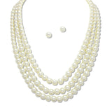 108646, TRIPLE LAYERED GLASS PEARL BEADED NECKLACE