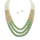 108646, TRIPLE LAYERED GLASS PEARL BEADED NECKLACE