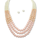 108646, TRIPLE LAYERED GLASS PEARL BEADED NECKLACE
